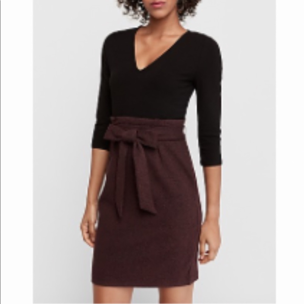 JACQUARD SASH TIE FIT AND FLARE DRESS